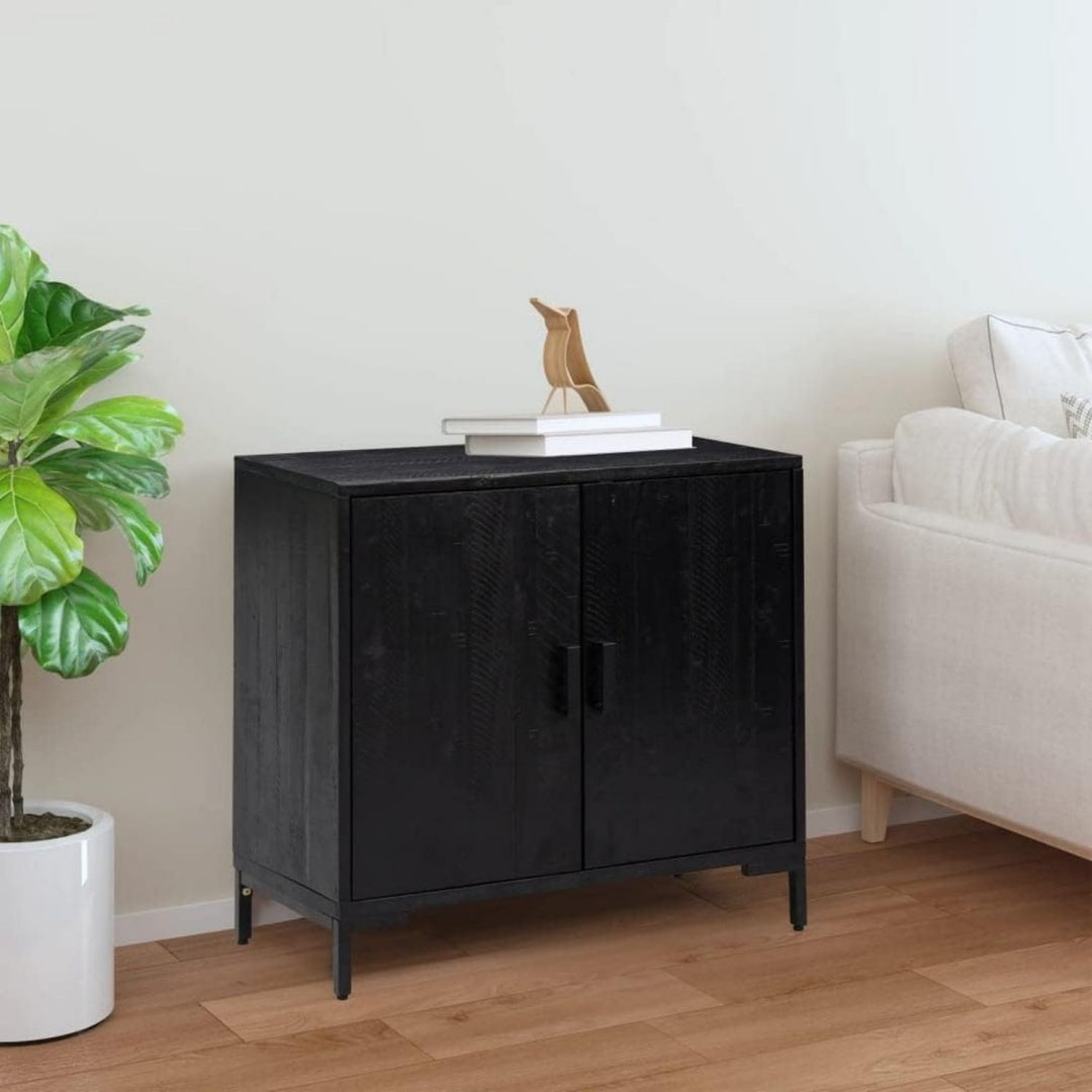 Sideboard in Schwarz mit Holzoptik