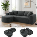 Tiefes Cordsofa mit rechter Liegeflaeche und modularen Polstern