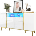 Sideboard mit LED Beleuchtung, glaenzenden Oberflaechen und Schubladen