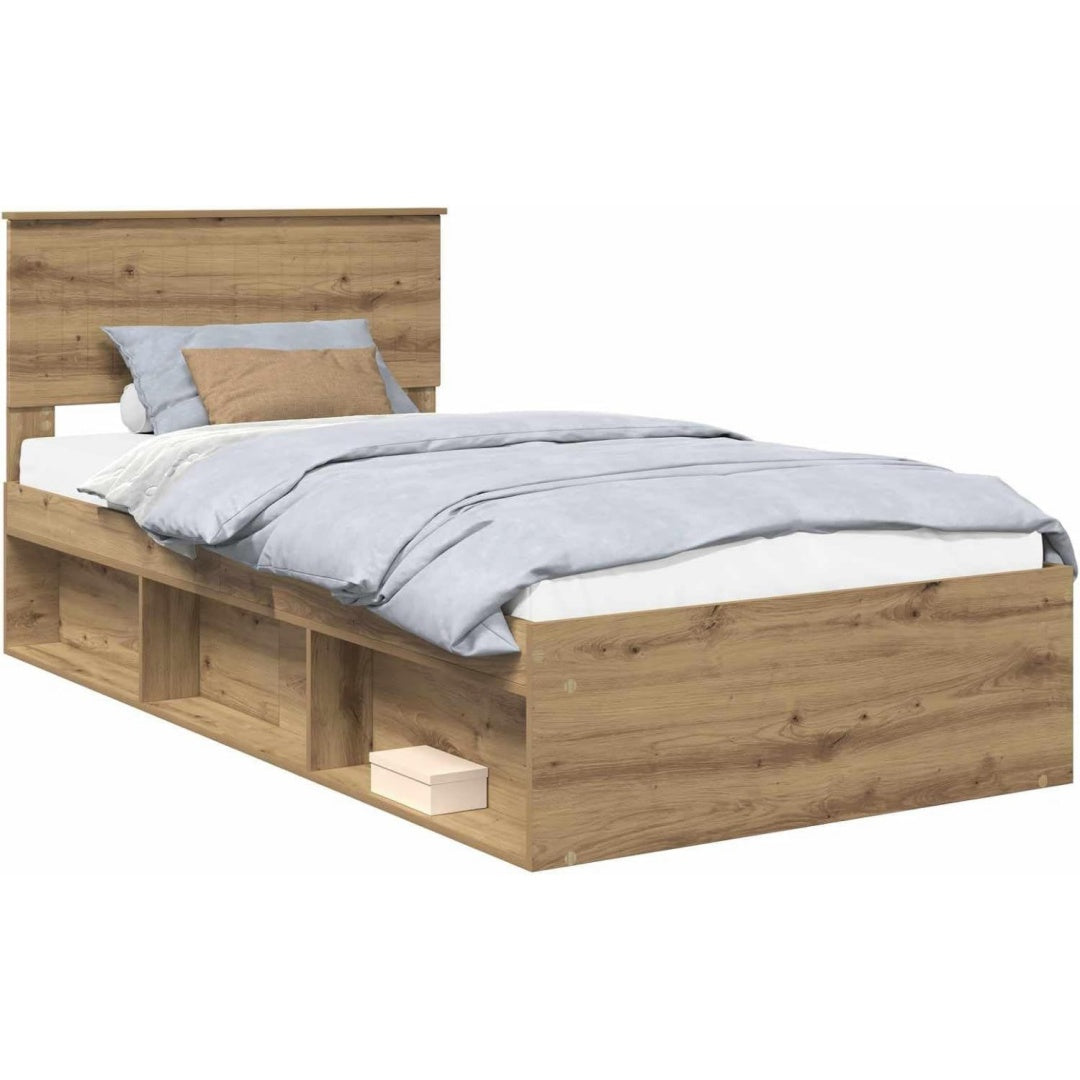 Bettgestell aus Holzwerkstoff in Eichenbraun