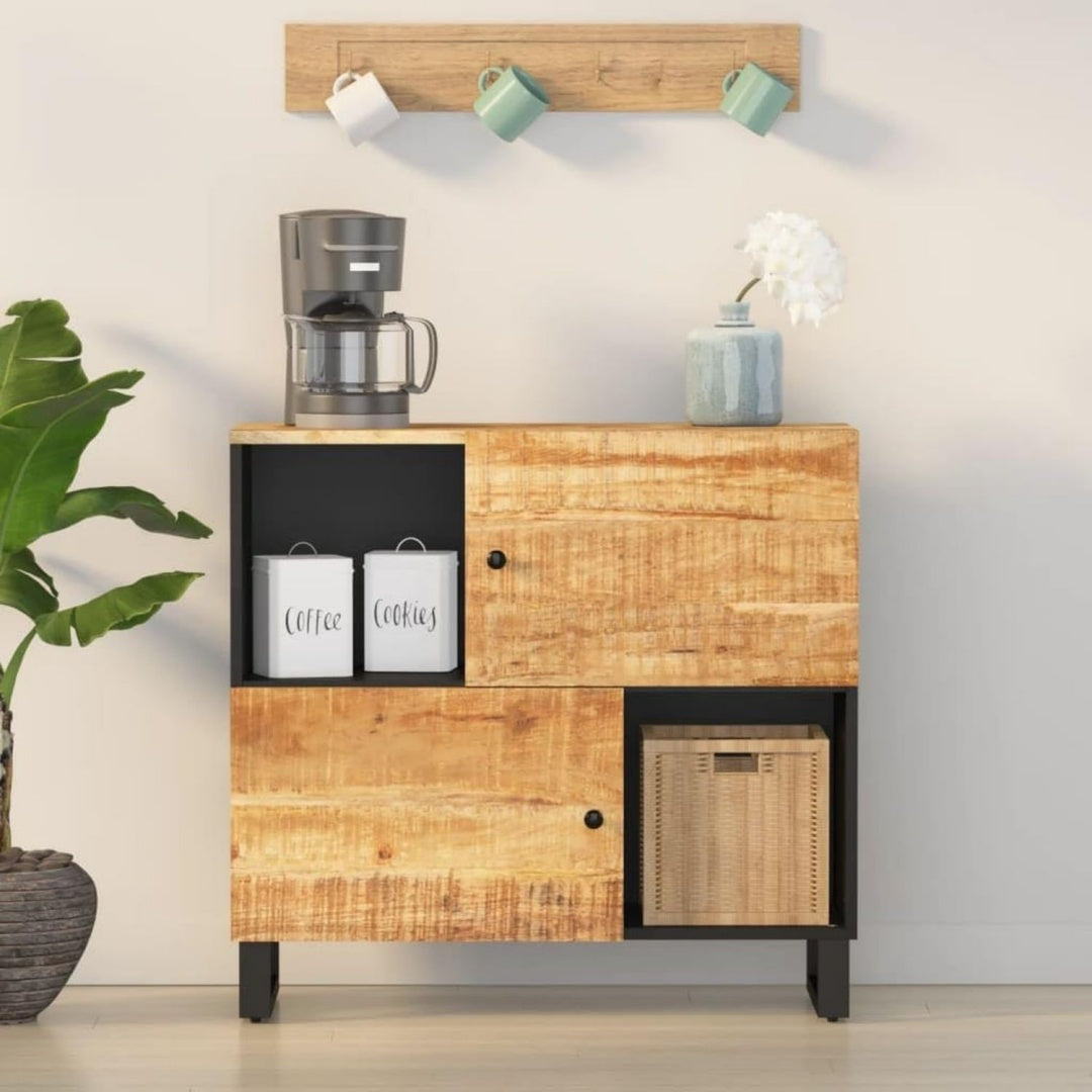 Vitrine aus Massivholz und Mangoholz mit 2 Tueren