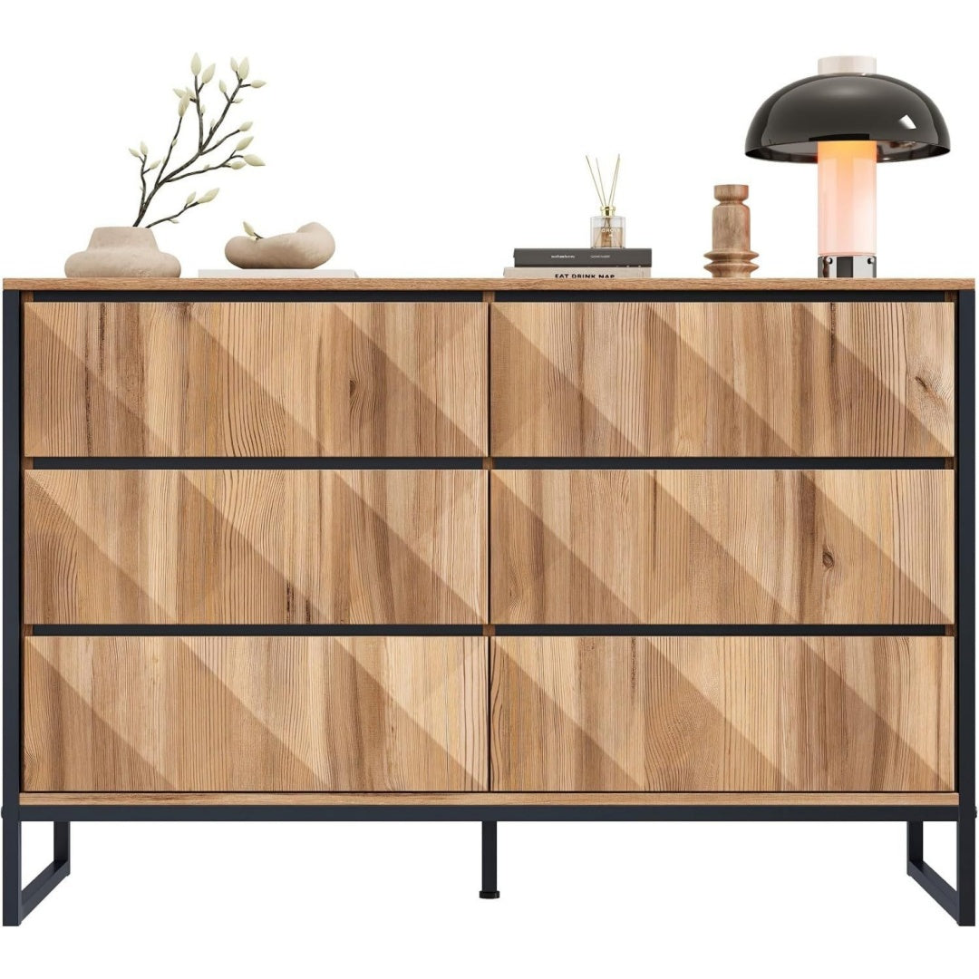 Ein Metallgestell und 6 Schubladen an dem Sideboard