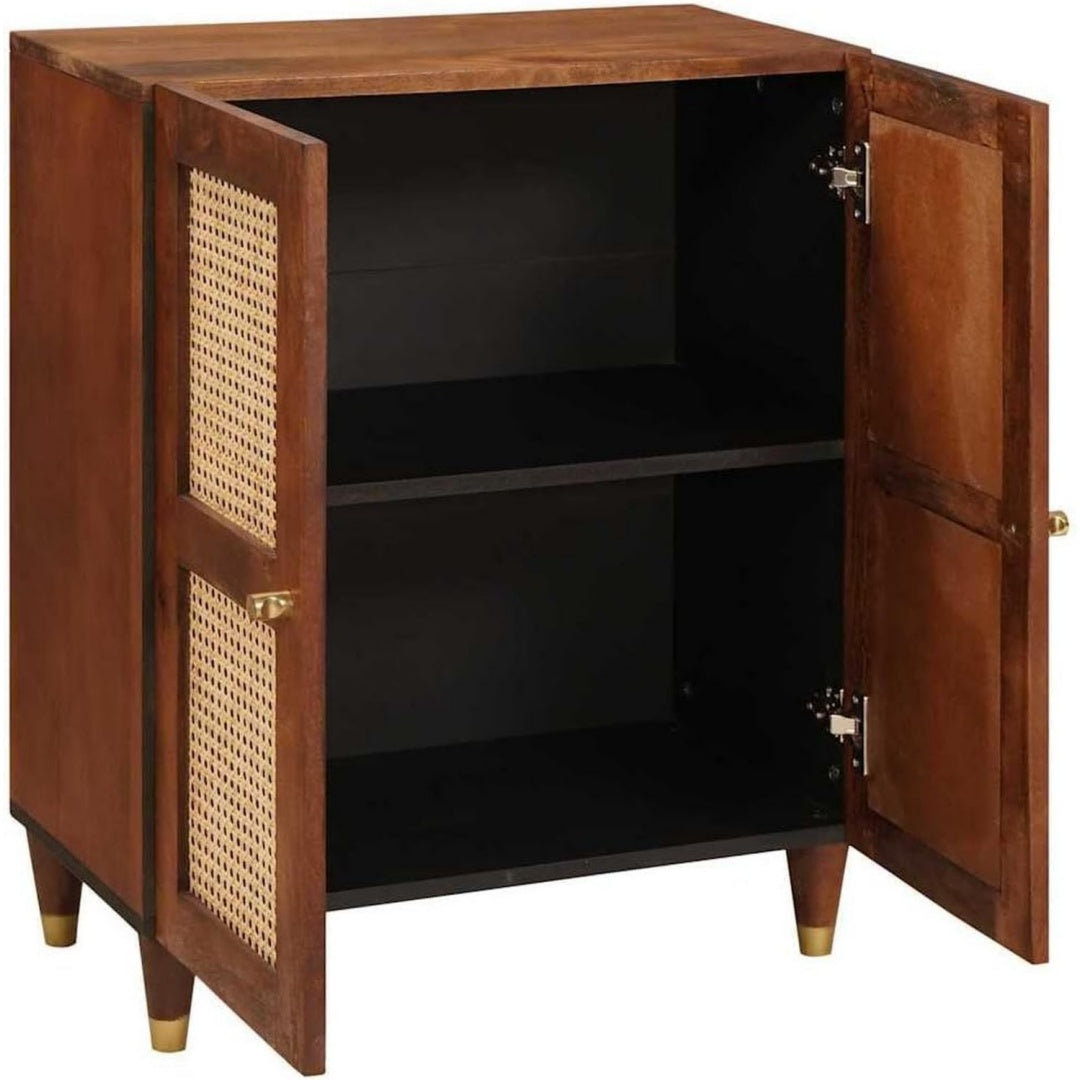 Die Gestaltung von dem Sideboard wird durch Mangoholz gepraegt mit den Massen 60 x 33 x 75 cm