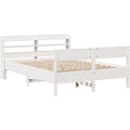 Das Bettgestell misst 150 x 200 cm in Weiss