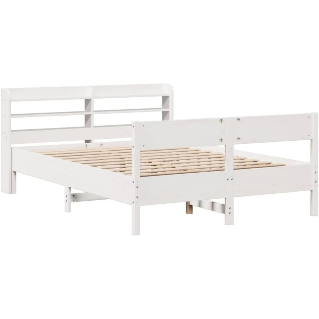 Das Bettgestell misst 150 x 200 cm in Weiss