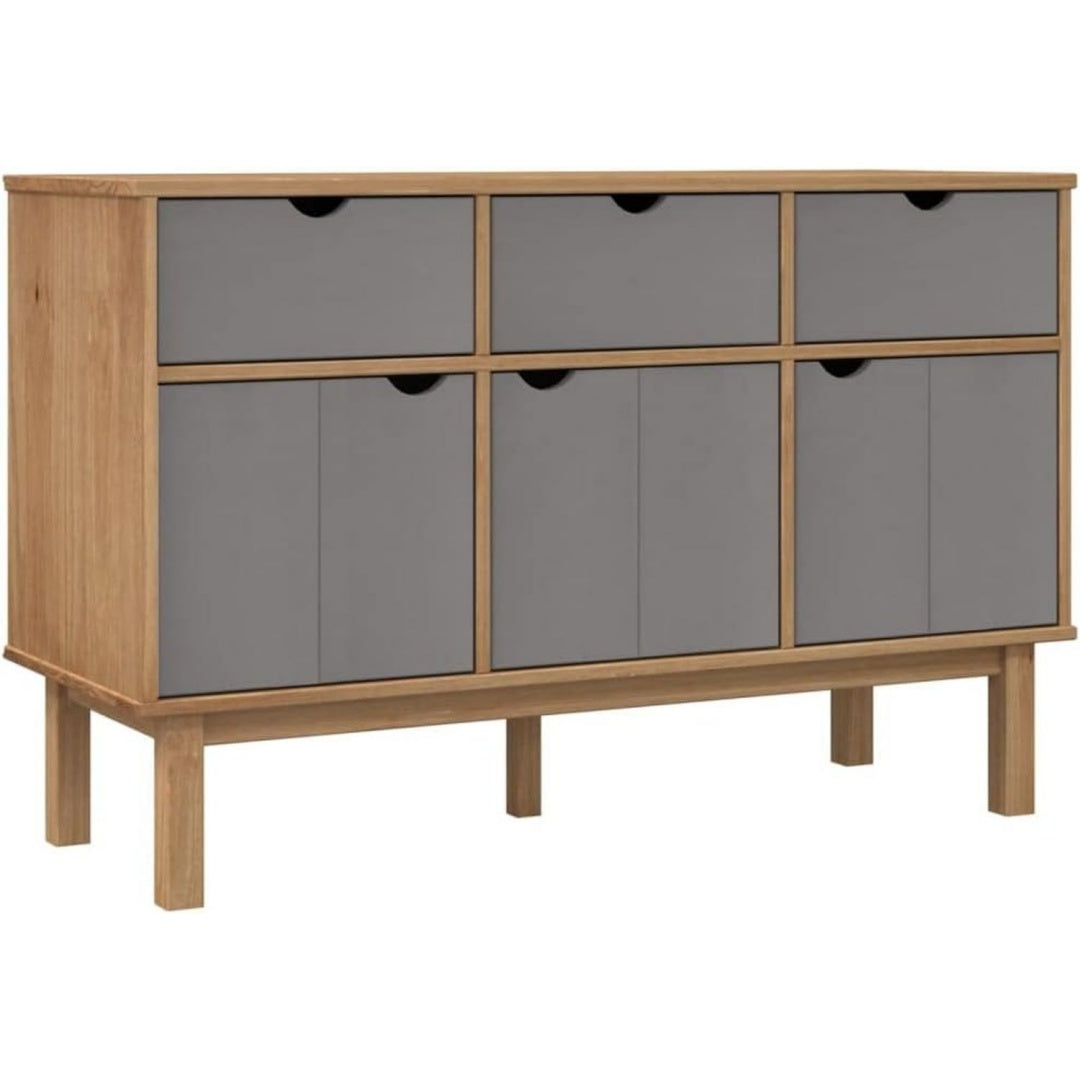 Sideboard aus Massivholz und Kiefernholz in Braun und Grau