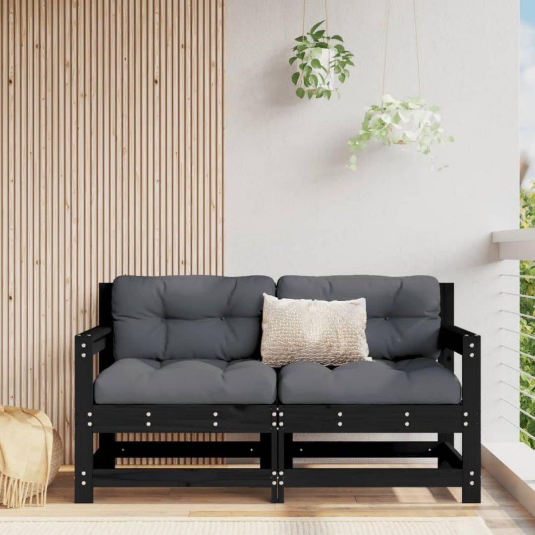Sofa in Schwarz und Naturbraun