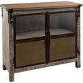 Sideboard aus Metall und Glas in Naturbraun