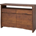 Das Sideboard misst 131 x 45 x 96 cm in Naturbraun