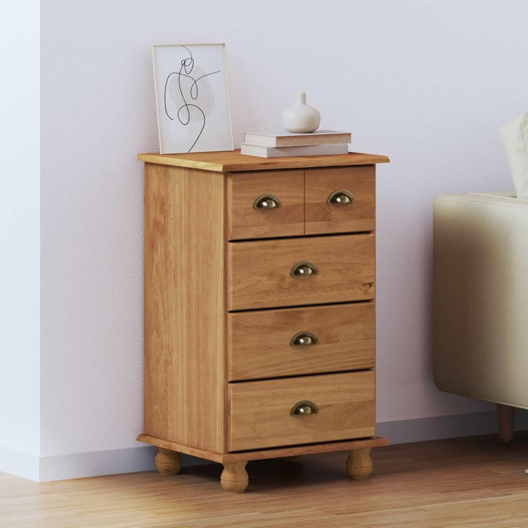 5 Schubladen an dem Sideboard aus Kiefernholz